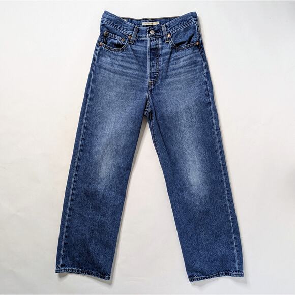 Levi's Premium Ribcage Straight 27 Blue High Rise Ankle '90s Revival Minimalist - Picture 1 of 14